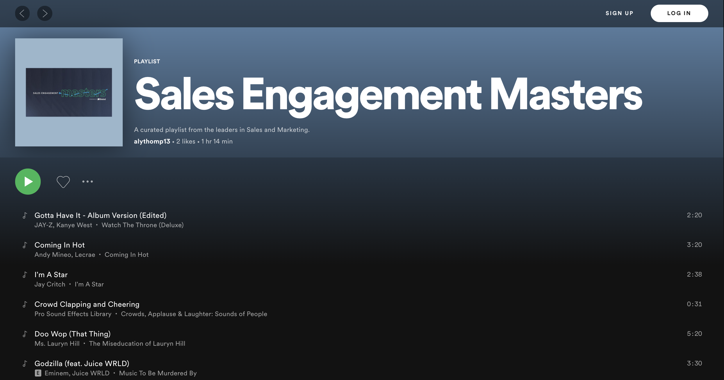 sales engagement masters Spotify playlist