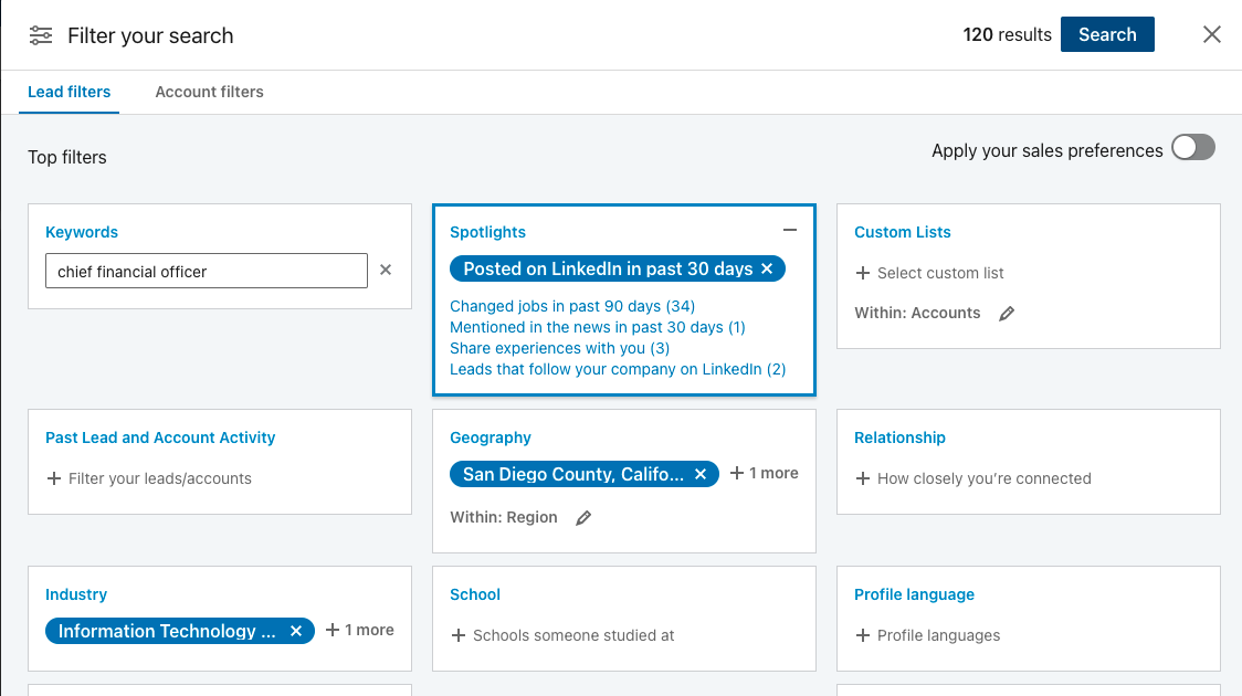 LSN Filter Options