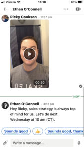 Sales prospecting videos on linkedin mobile messenger