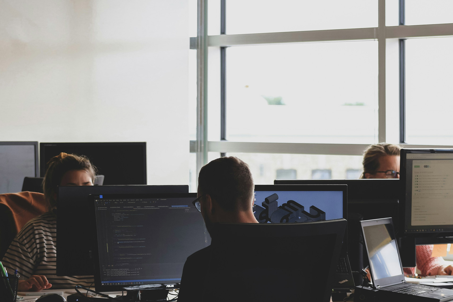 Employees at a tech center