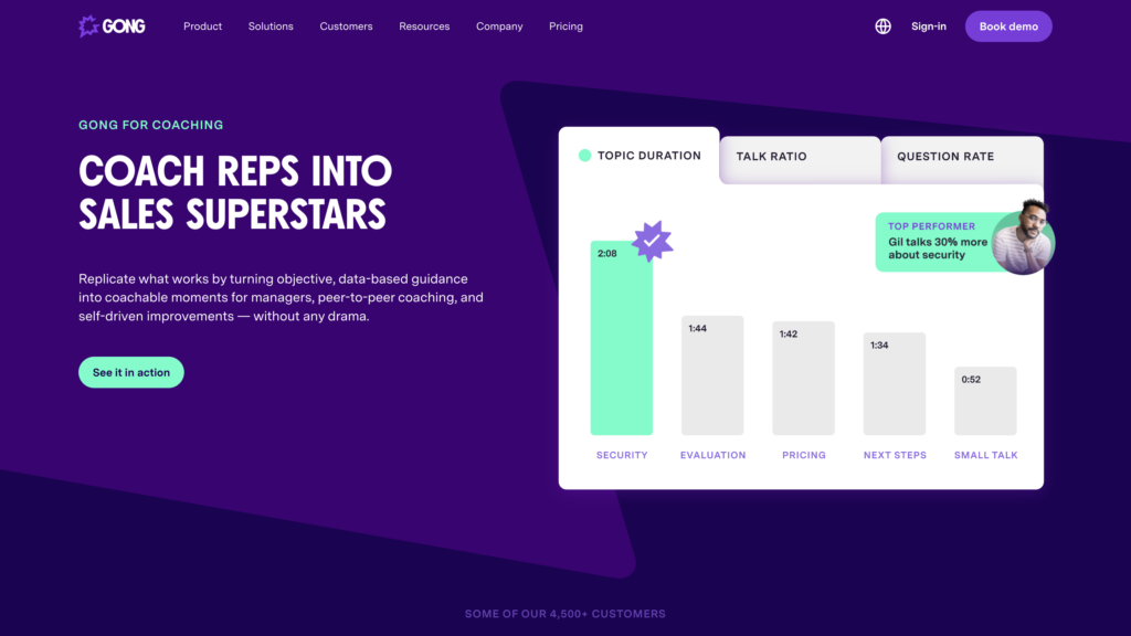gong ai tools for sales reps